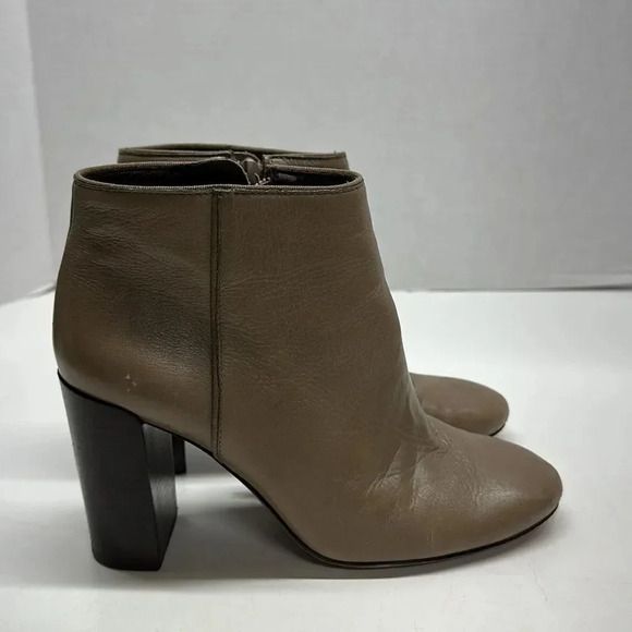 Tory Burch Bowie Heeled Leather Ankle Boots Taupe Brown Size 6.5 - Picture 3 of 13